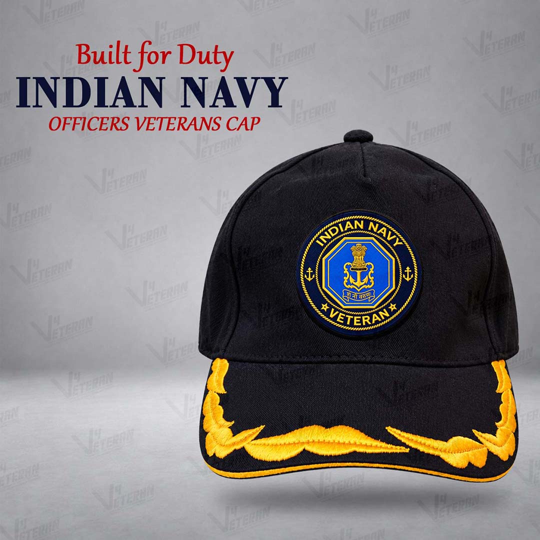 Indian Navy Officers Veterans Cap (Fabric: Cotton, Color: Black)