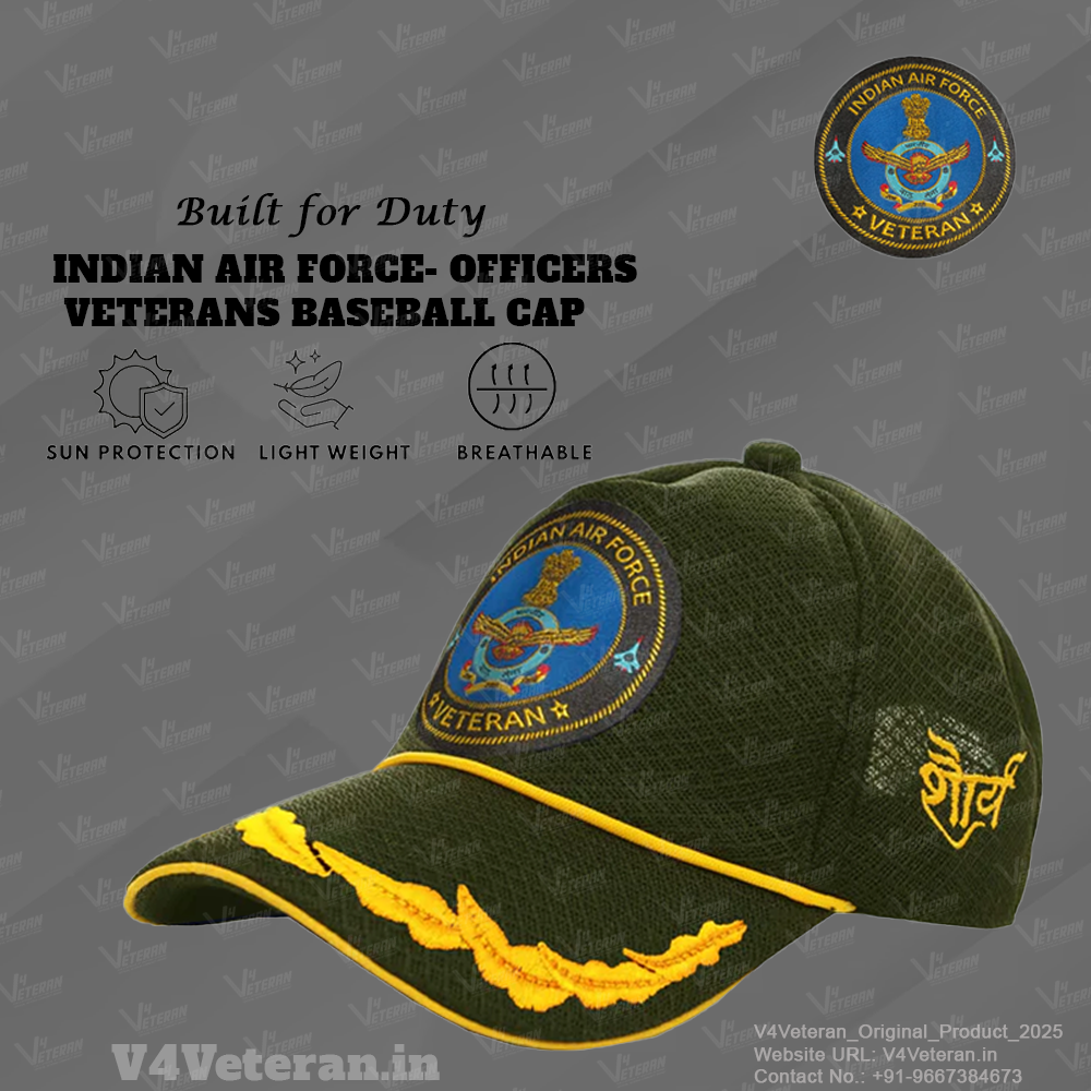 Indian Air force (Olive Green) Officers' Baseball Cap for Veterans