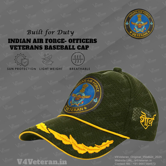 Indian Air force (Olive Green) Officers' Baseball Cap for Veterans