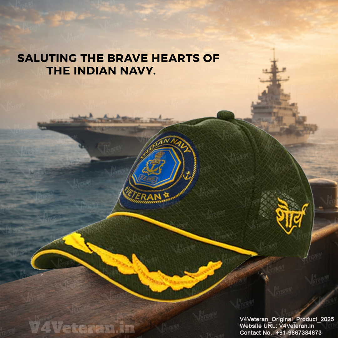 Indian Navy Officers' (Olive Green) Veterans Baseball Cap