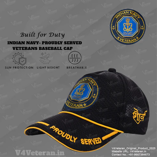 Indian Navy-Proudly Served (Black) Veterans Baseball Cap
