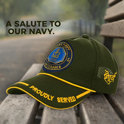 Indian Navy (Olive Green) Proudly Served Baseball Cap for Veterans