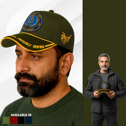Indian Navy (Olive Green) Proudly Served Baseball Cap for Veterans