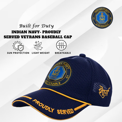 Indian Navy (Blue) Proudly Served Baseball Cap for Veterans