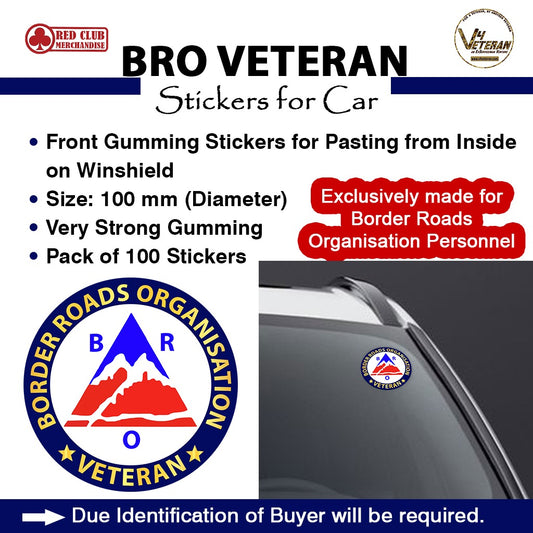 BRO Veteran Windshield Front Gumming Vinyl Stickers/Decals for Inside Pasting (Pack of 7)
