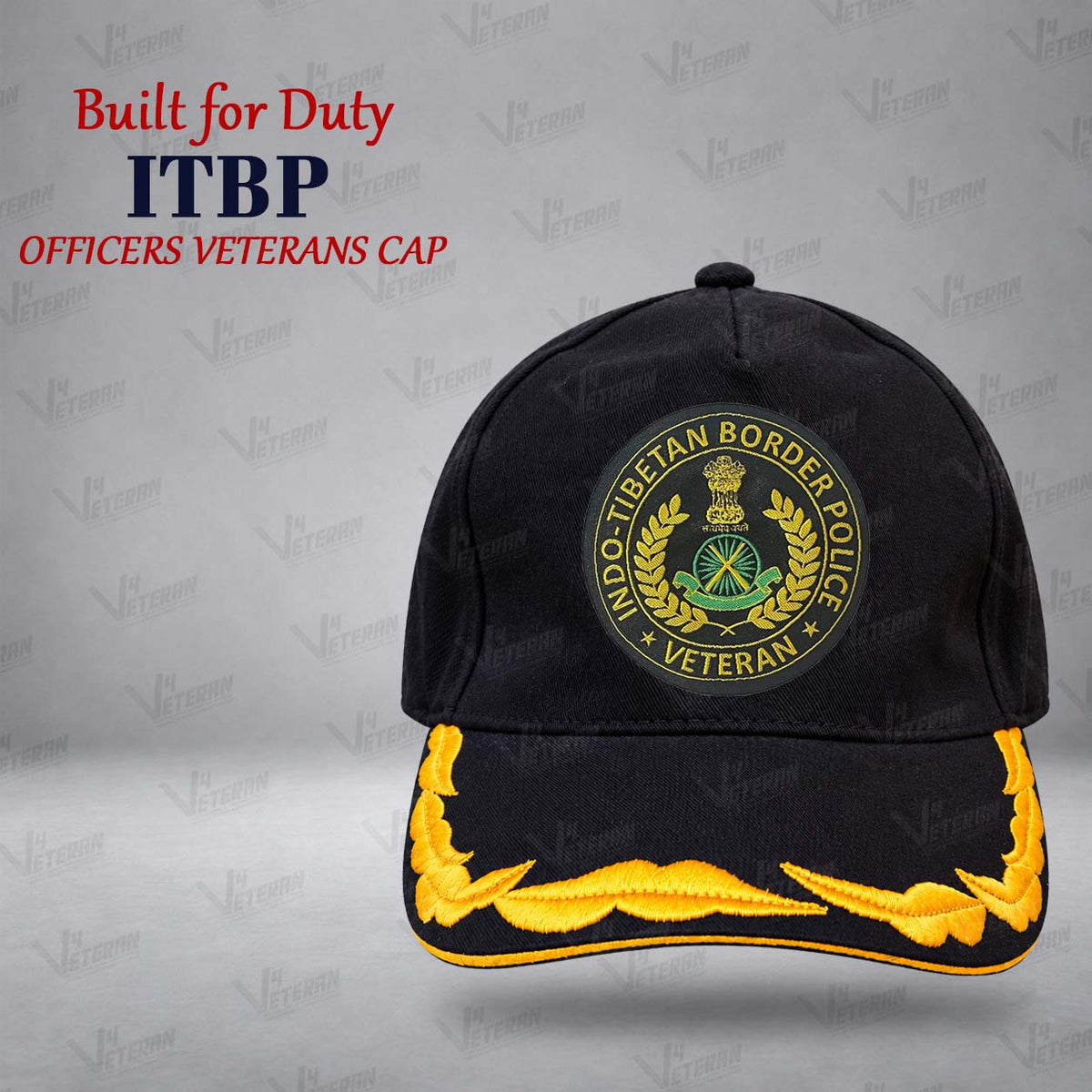 ITBP Officers Veterans Cap (Fabric: Cotton, Color: Black)