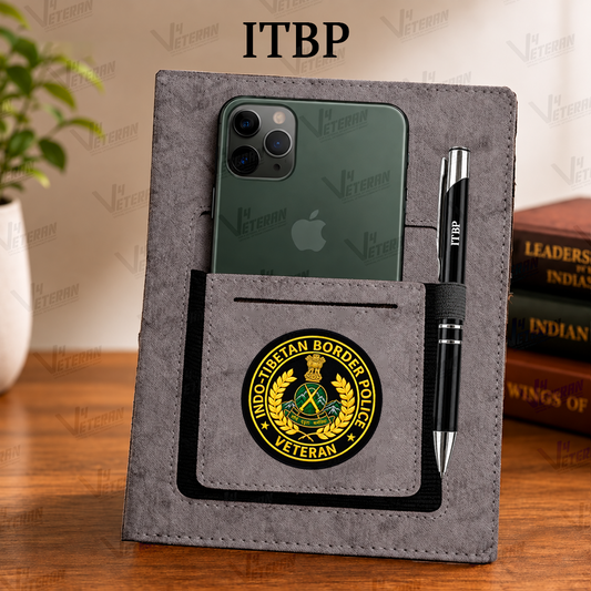 Classic ITBP (Veteran) Office Notebook with Phone–Card Pocket & Elastic Pen Loop