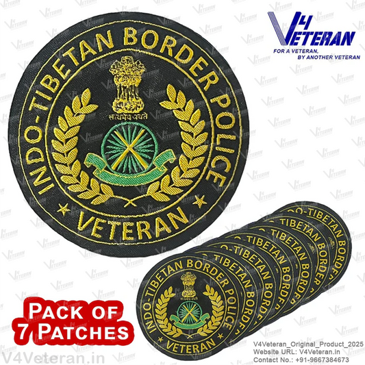 ITBP Veteran Iron-On Woven/ Embroidered Patches (DIY) for T-Shirts, Bags, Tracksuits & Waistcoats (Pack of 7)