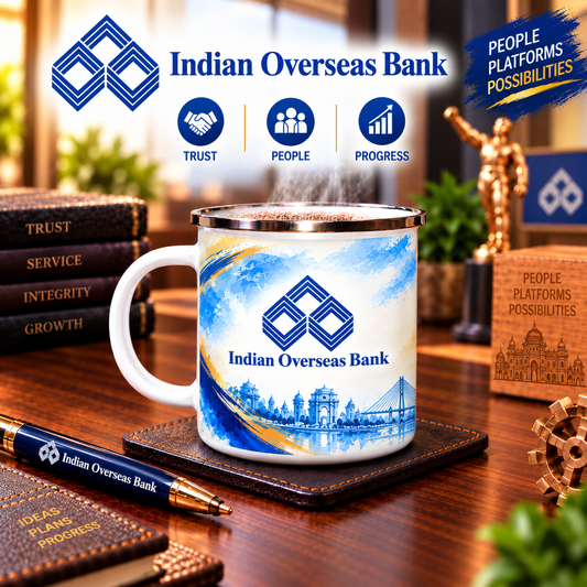 Indian Overseas Bank Steel Mug