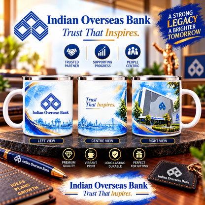 Indian Overseas Bank Steel Mug