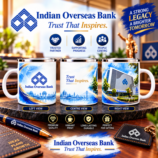 Indian Overseas Bank Steel Mug