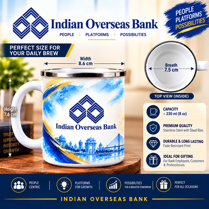 Indian Overseas Bank Steel Mug