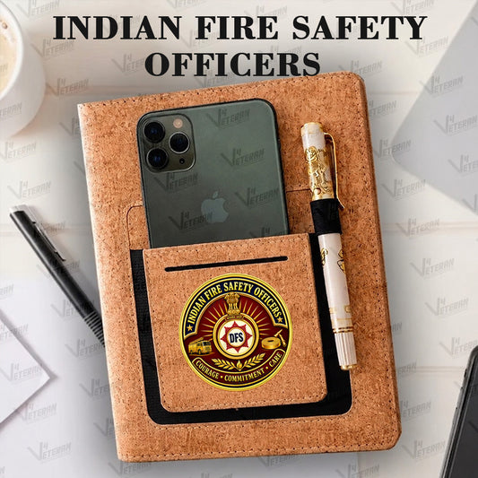Classic Indian Fire Safety Officers Office Notebook with Phone–Card Pocket & Elastic Pen Loop