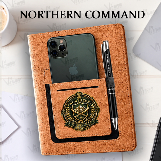 Legacy Northern Command (Veteran) Office Notebook with Phone–Card Pocket & Elastic Pen Loop (cork)