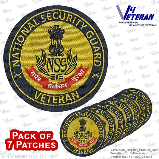 NSG Veteran Iron-On Woven/ Embroidered Patches (DIY) for T-Shirts, Bags, Tracksuits & Waistcoats (Pack of 7)