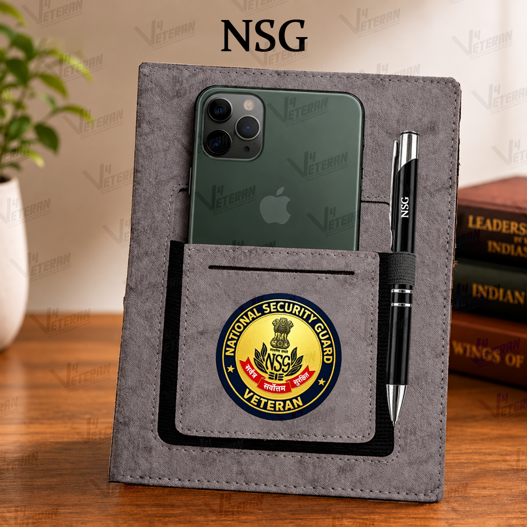 Classic NSG (Veteran) Office Notebook with Phone–Card Pocket & Elastic Pen Loop