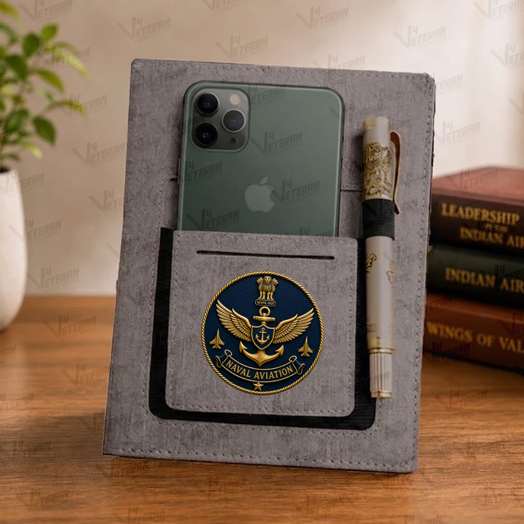 Classic Naval Aviation Office Notebook with Phone–Card Pocket & Elastic Pen Loop
