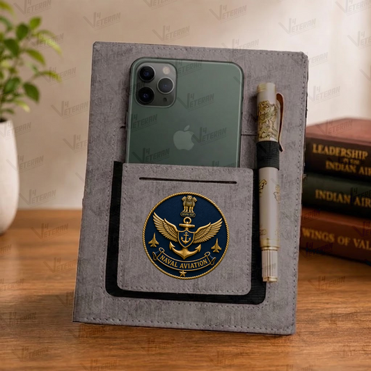 Classic Naval Aviation Office Notebook with Phone–Card Pocket & Elastic Pen Loop