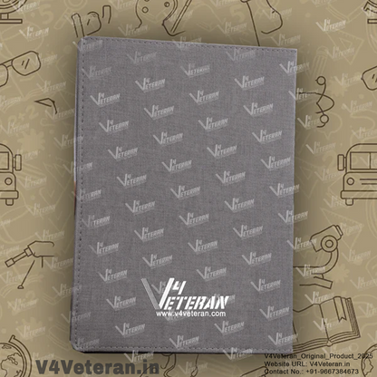 Classic Indian Navy(Veteran) Office Notebook with Phone–Card Pocket & Elastic Pen Loop