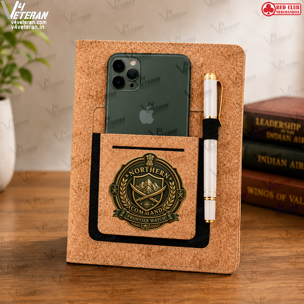 Legacy Northern Command (Veteran) Office Notebook with Phone–Card Pocket & Elastic Pen Loop (cork)