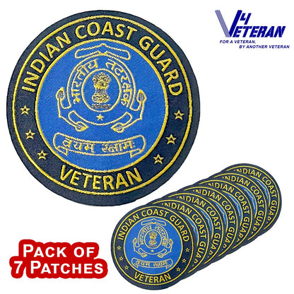 ICG Veteran Iron-On Woven/ Embroidered Patches (DIY) for T-Shirts, Bags, Tracksuits & Waistcoats (Pack of 7)