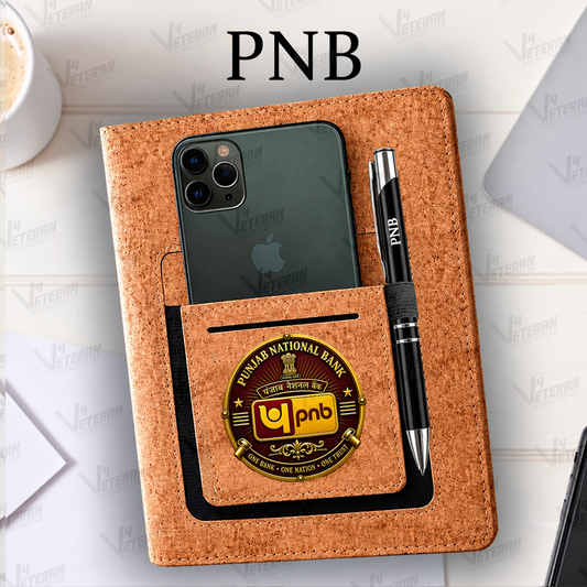 Classic PNB Office Notebook with Phone–Card Pocket & Elastic Pen Loop