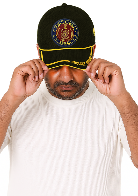 Police Service-Proudly Served (Black) Veterans Baseball Cap