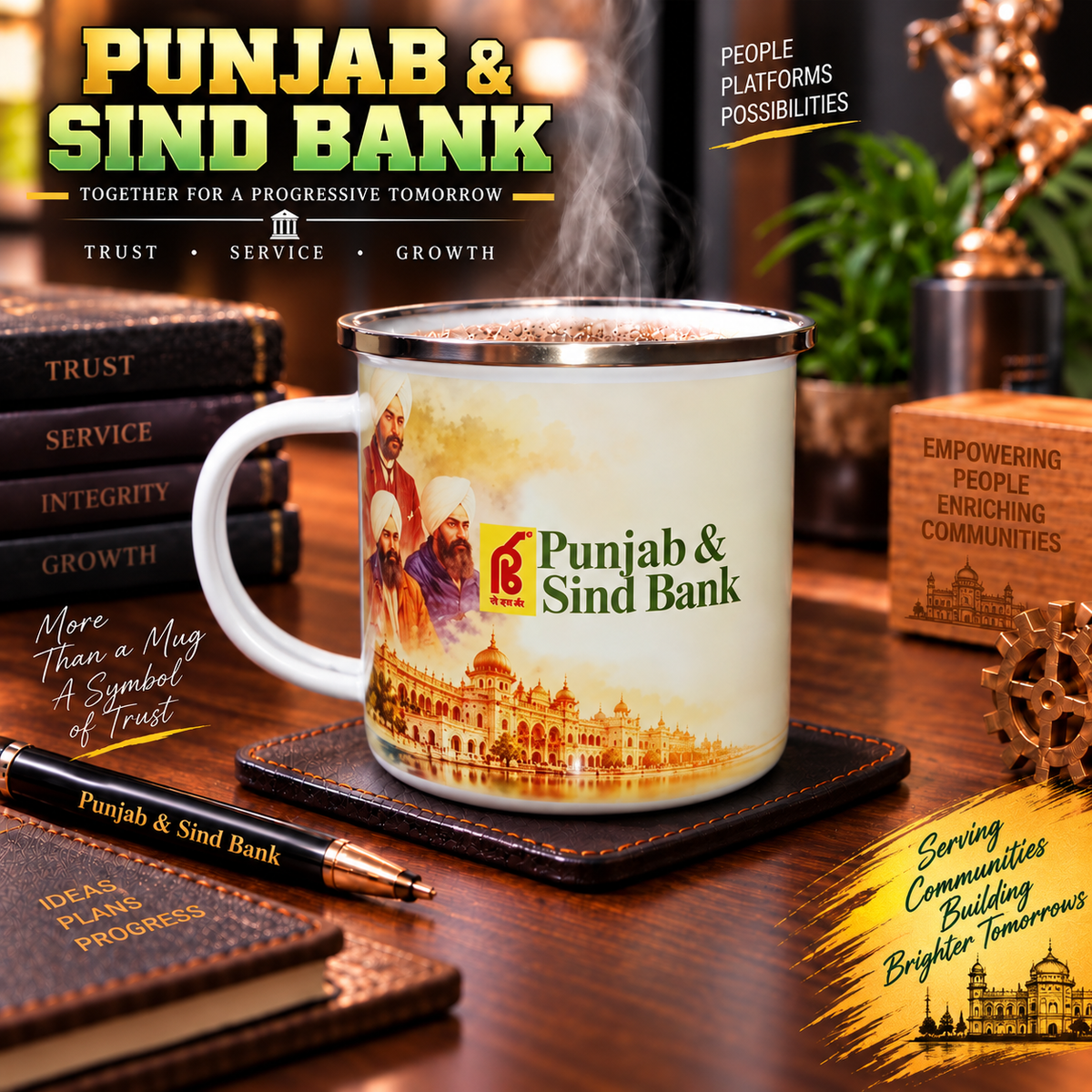 Punjab & Sind Bank Steel Mug