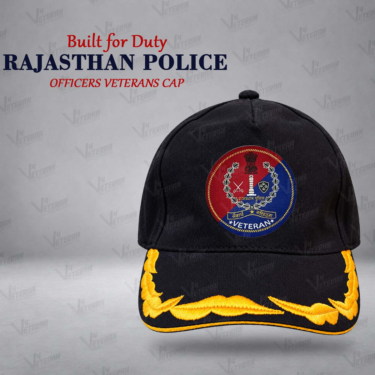 Rajasthan Police Officers Veterans Cap (Fabric: Cotton, Color: Black)