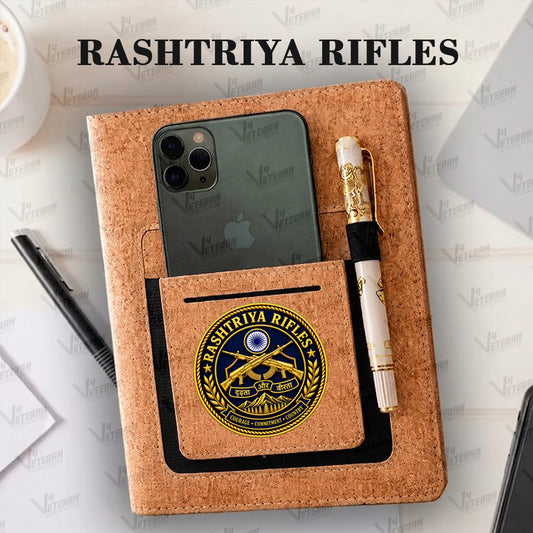 Classic Rajputana Rifle Office Notebook with Phone–Card Pocket & Elastic Pen Loop