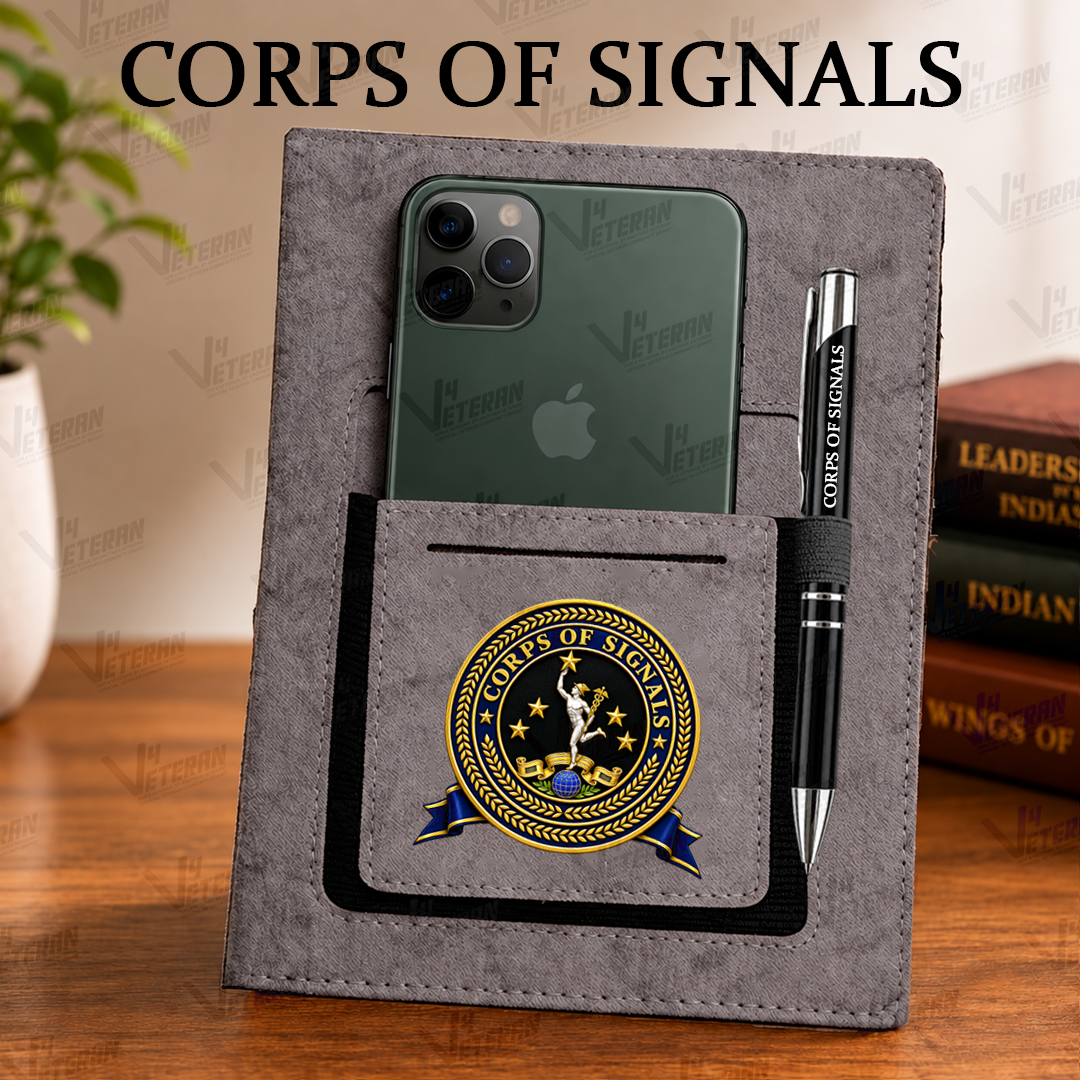 Classic Corps of Signals Office Notebook with Phone–Card Pocket & Elastic Pen Loop