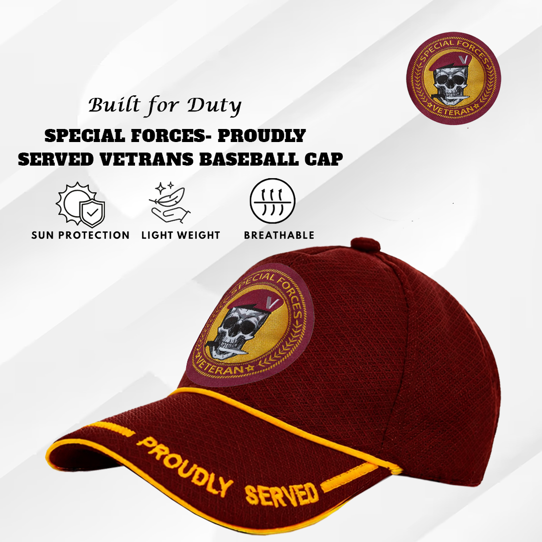 Special Forces-Proudly Served (Maroon) Veterans Baseball Cap