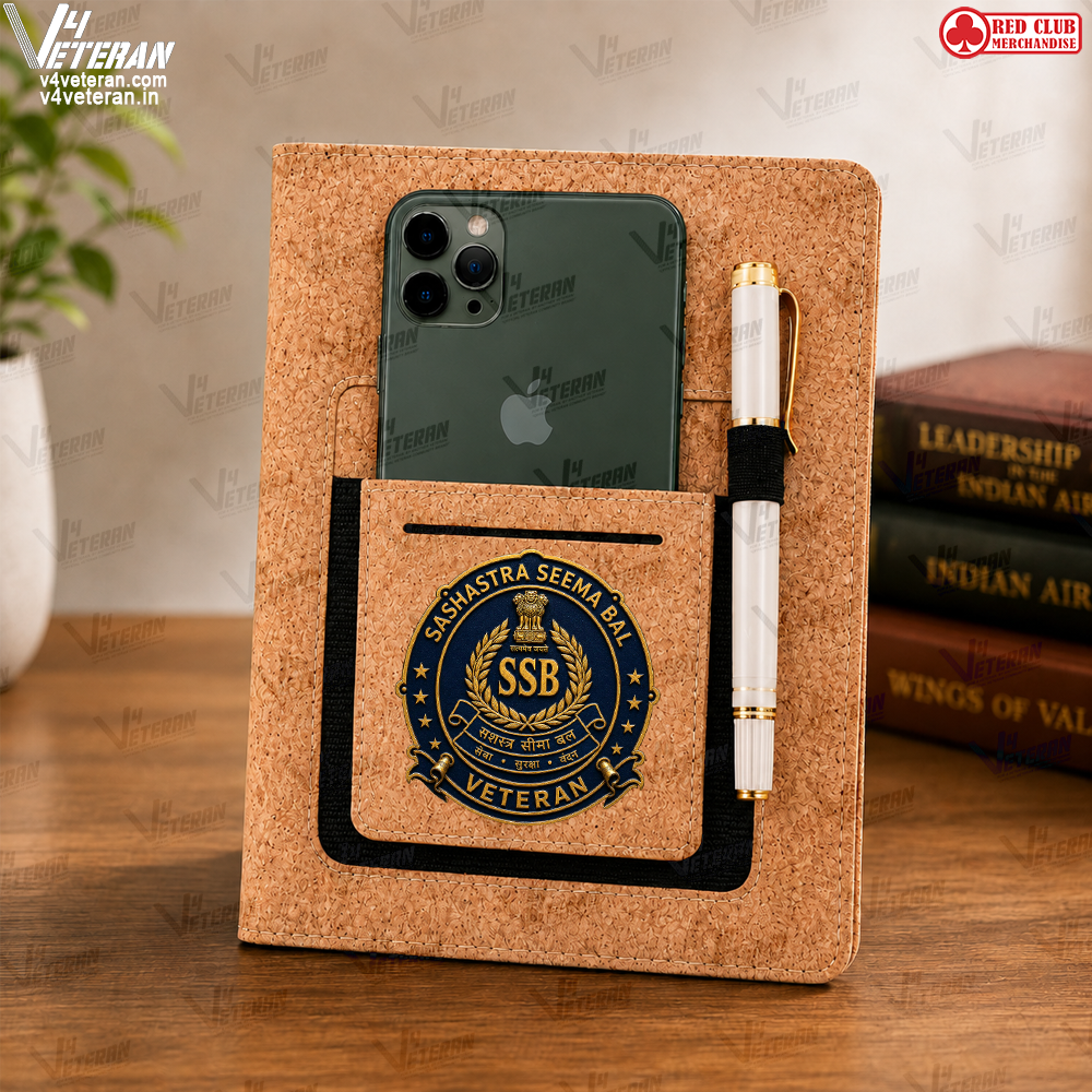 Legacy SSB (Veteran) Office Notebook with Phone–Card Pocket & Elastic Pen Loop (cork)