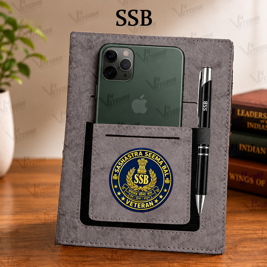 Classic SSB (Veteran) Office Notebook with Phone–Card Pocket & Elastic Pen Loop