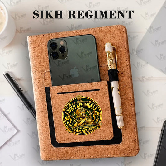 Classic Sikh Regiment Office Notebook with Phone–Card Pocket & Elastic Pen Loop