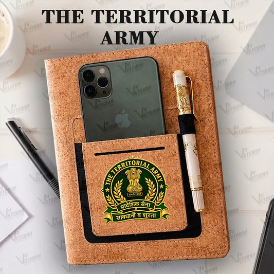 Classic Territorial Army Office Notebook with Phone–Card Pocket & Elastic Pen Loop