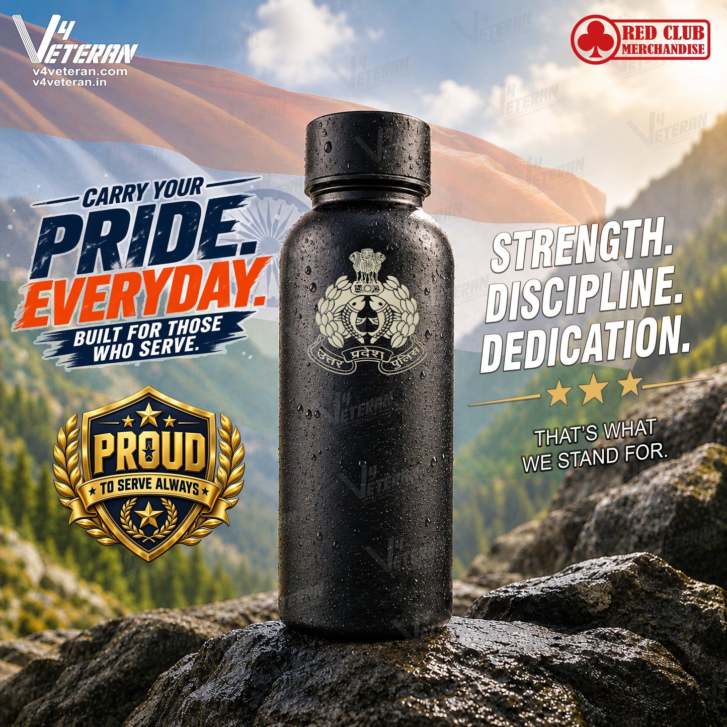 UP Police Premium Black Water Bottle