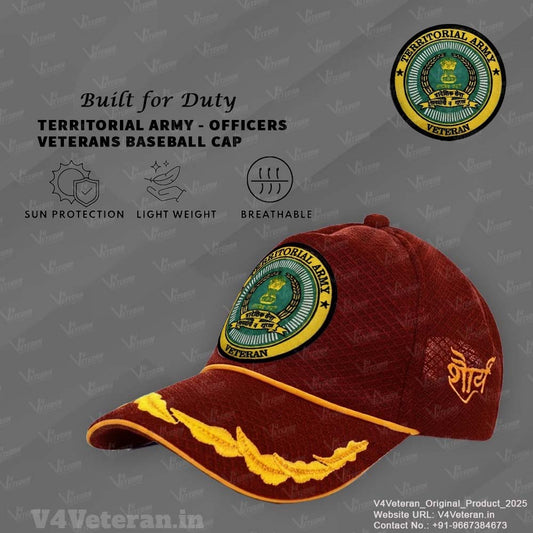 Territorial Army-Officers' (Maroon) Veterans Baseball Cap