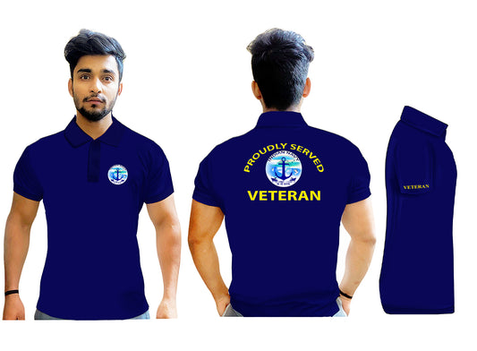 T-Shirts for Indian AirForce Veterans (Dri-Fit Polo, Anchor, Dark Blue)