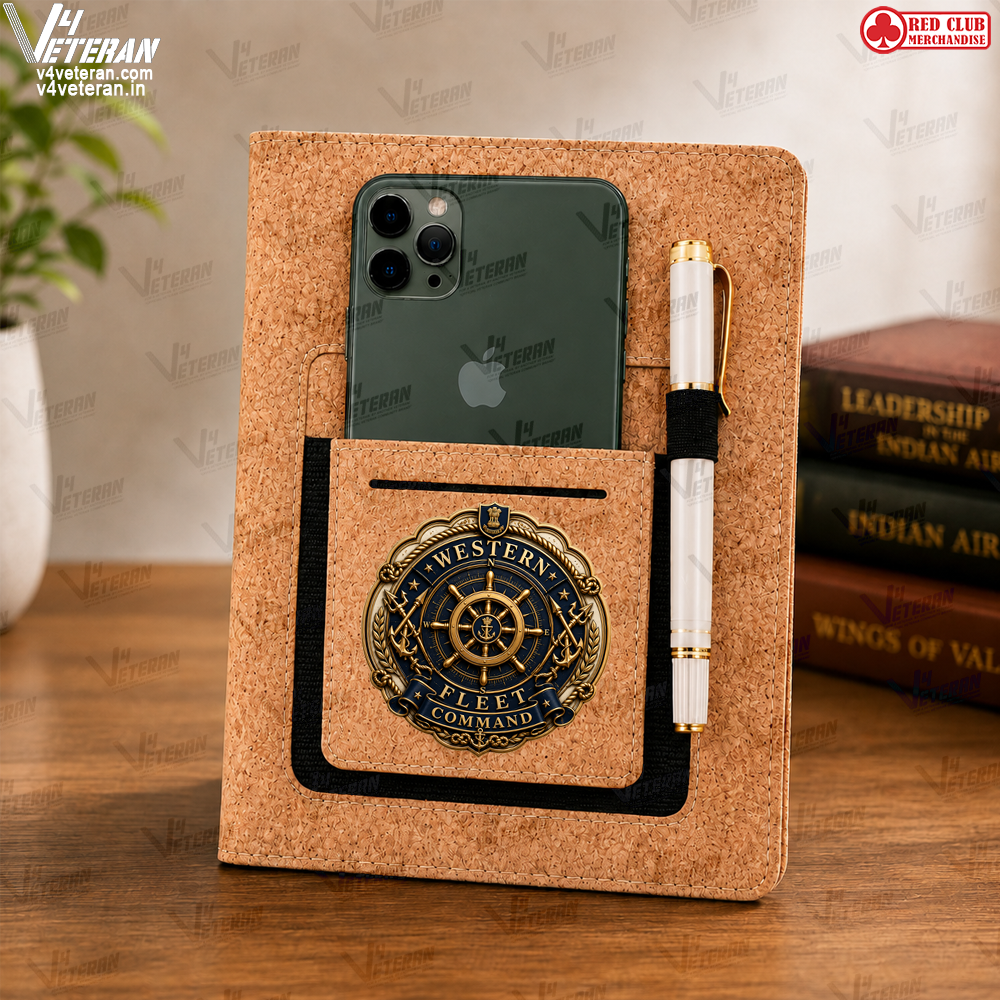 Legacy Western Fleet (Veteran) Office Notebook with Phone–Card Pocket & Elastic Pen Loop (cork)