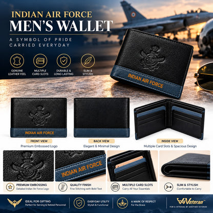 Indian Air Force Premium Leather Wallet with Embossed