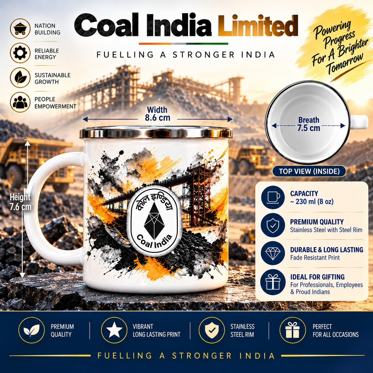 Coal India Limited Steel Mug
