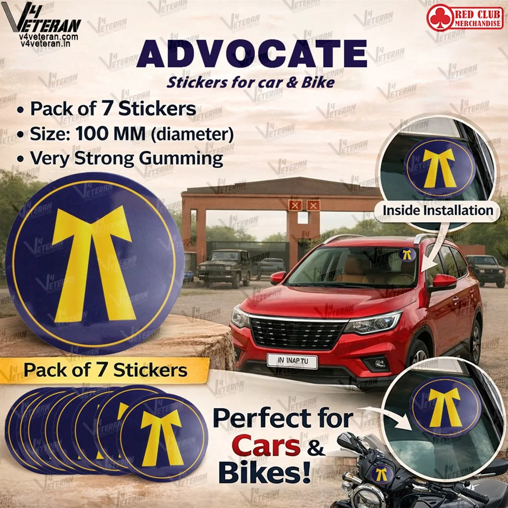 Advocate - Car & Bike Stickers – 4 Inside Glass for Cars + 3 Back Gumming for 2-Wheelers (7 pcs)