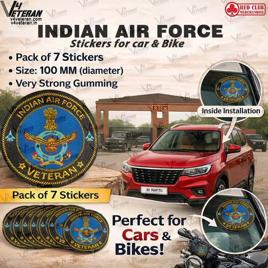 Air Force Veteran Car & Bike Stickers – 4 Inside Glass for Cars + 3 Back Gumming for 2-Wheelers (7 pcs)