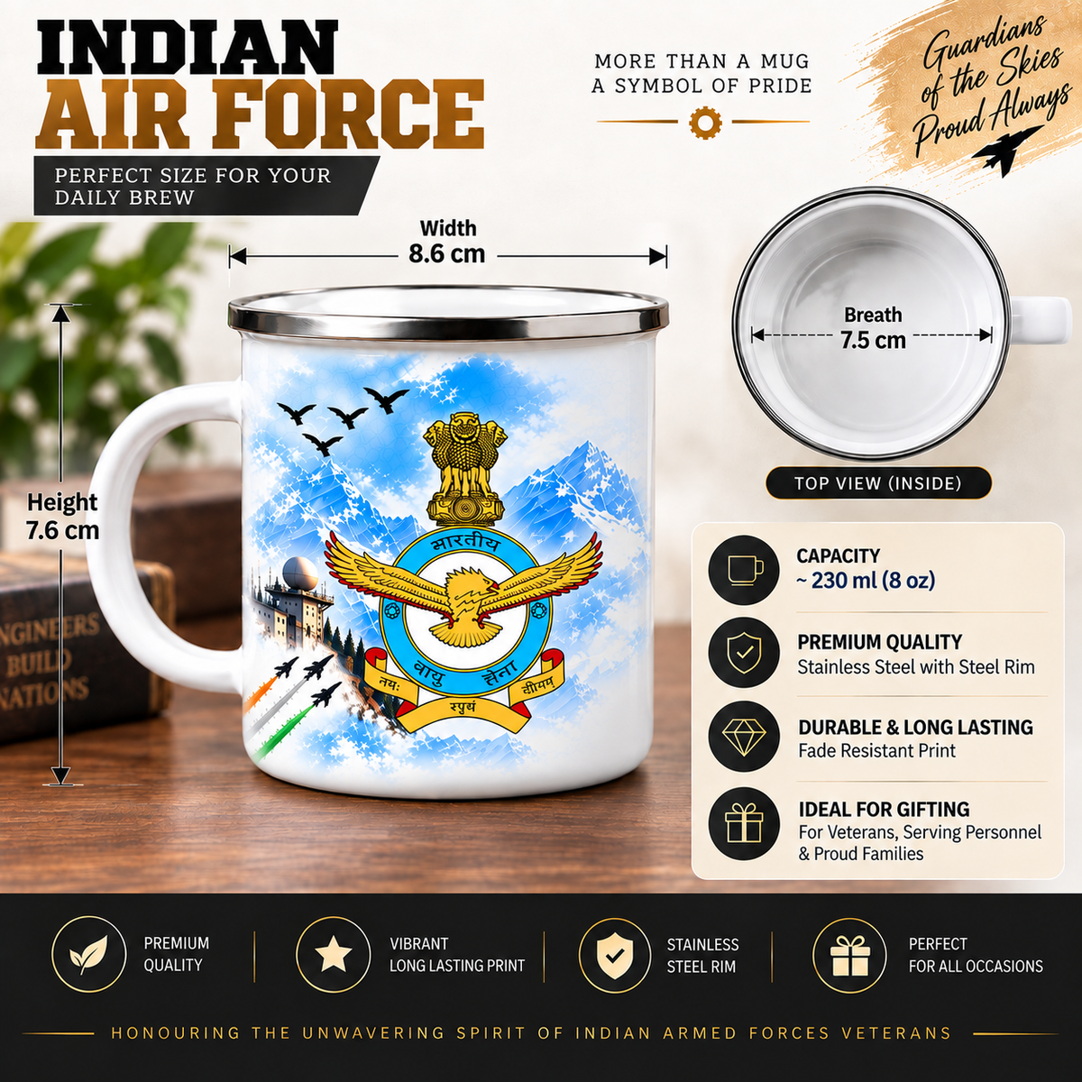 Indian Air Force Steel Mug