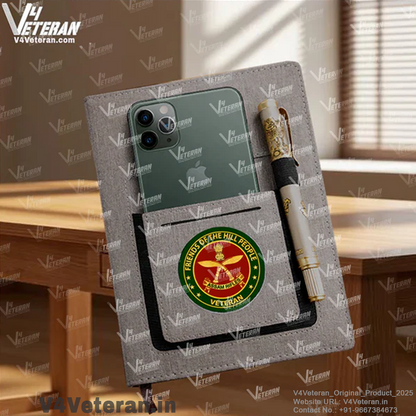 Classic Assam Rifles (Veteran) Office Notebook with Phone–Card Pocket & Elastic Pen Loop