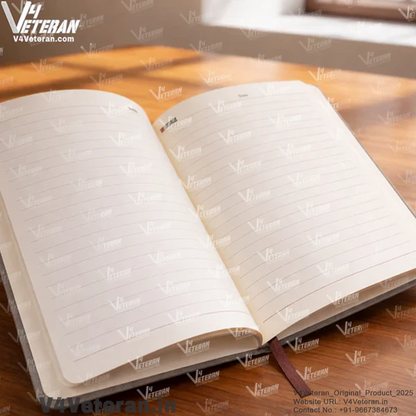 Classic Assam Rifles (Veteran) Office Notebook with Phone–Card Pocket & Elastic Pen Loop