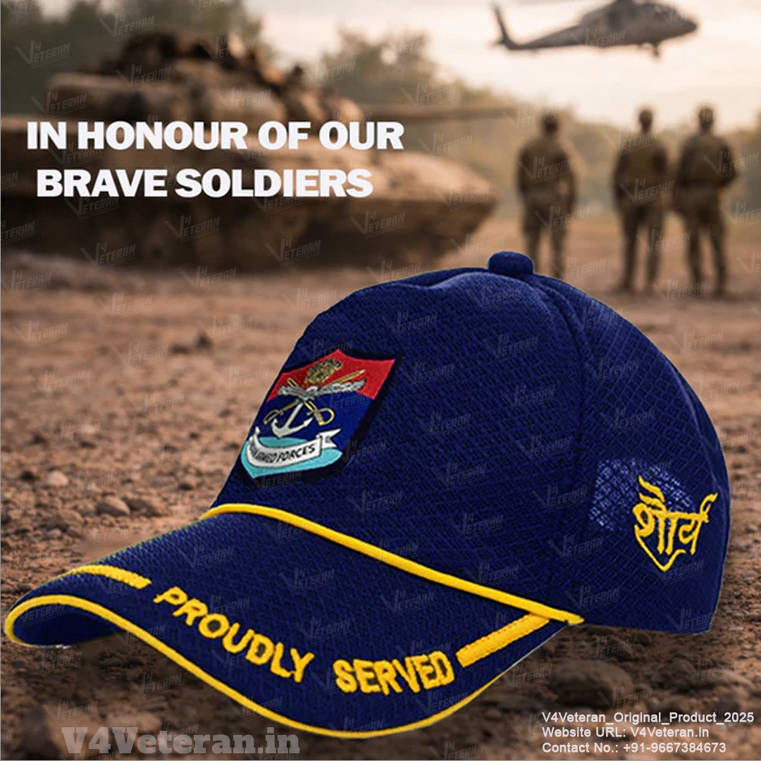 Indian Armed Forces-Proudly Served (Blue) Veterans Baseball Cap
