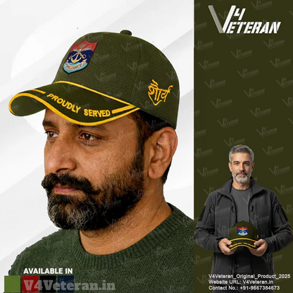 Indian Armed Forces-Proudly Served (Olive Green) Veterans Baseball Cap