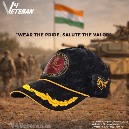 Indian Army Officers' (Black) Veterans Baseball Cap